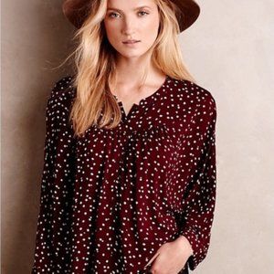 Anthropologie Maeve Linden Polka Dot Blouse Size S